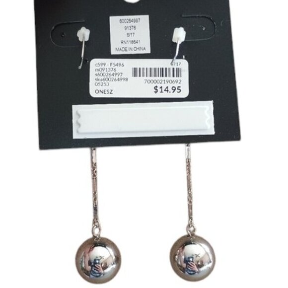 NWT Lane Bryant Silver Ball Drop Earrings Sensitive Ears Nickel Free - Picture 2 of 2